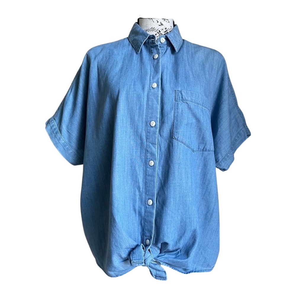 Madewell Denim Top w/tie Sz L